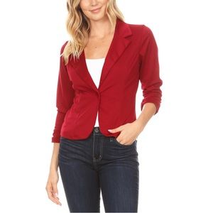 WOMEN’S CASUAL BASIC LONG SLEEVES BUTTON SOLID BLAZER JACKET.